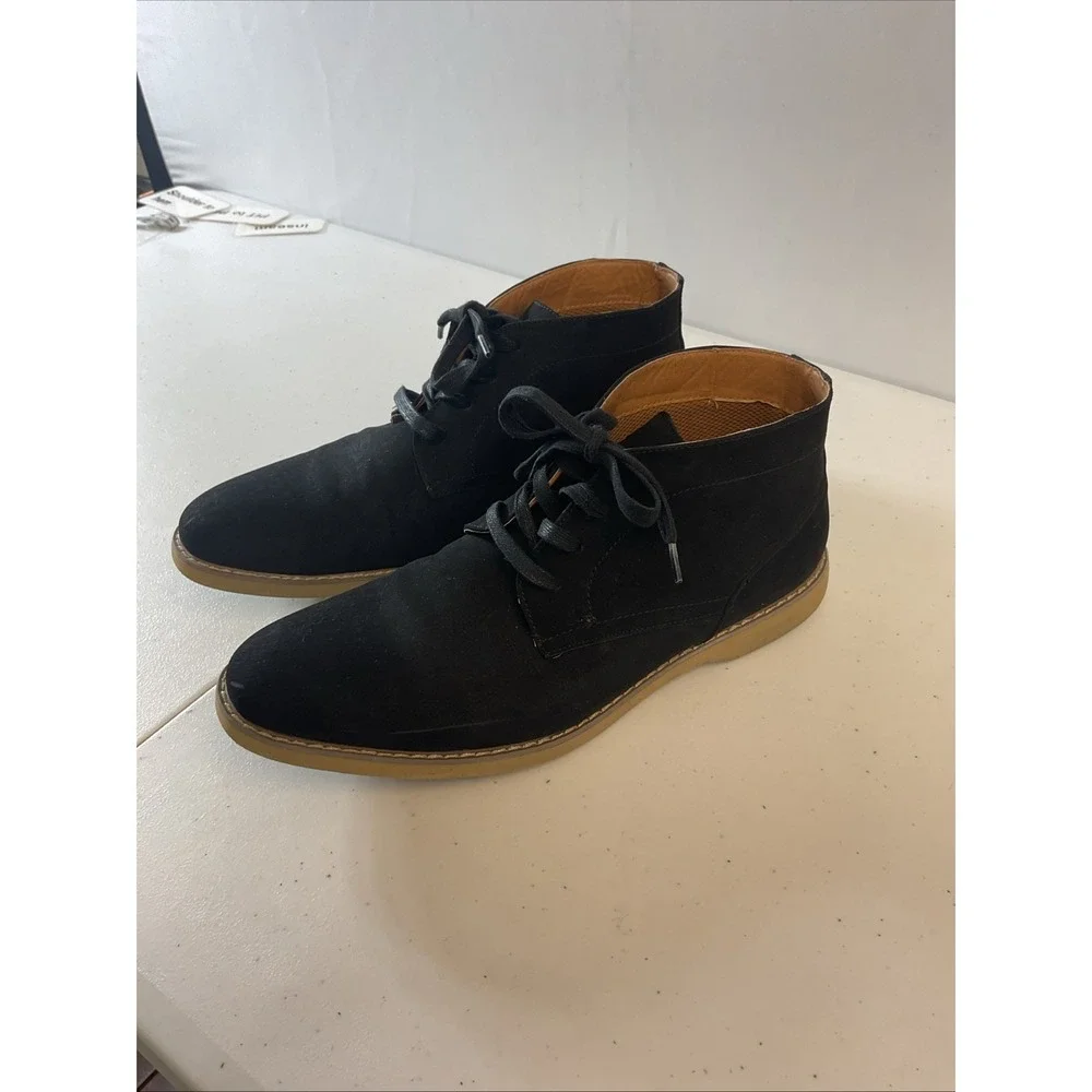 Perry Ellis Portfolio Men's Size 12 Black Suede‎ Chukka Ankle Boots Lace Up